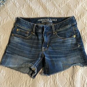 Distressed jean shorts